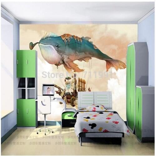 Free shipping custom modern 3D large murals bedroom TV background children living room wallpaper whale Mr