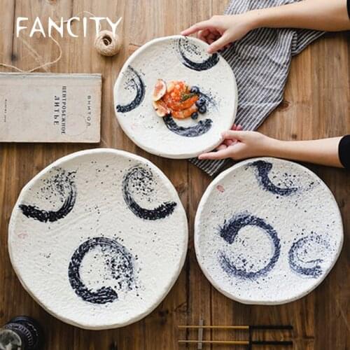 FANCITY Large ceramic plate hotel restaurant home seafood plate assortment large sushi plate Japanese disc