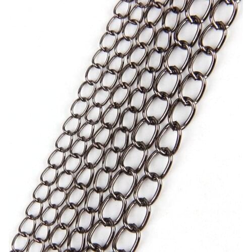 5m/lot 0.7x3.7x5.3mm Metal Iron Necklace Chains Black Gun Color Bulk Open Link Chains Lot For Diy Jewelry Making Findings
