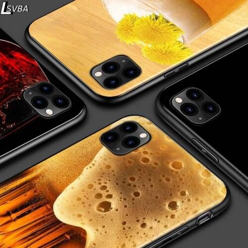 Beer Wine Fashion For iPhone 12 Pro Max Mini 11 Pro XS Max X XR 6S 6 7 8 Plus 5S Bright Black Phone Case