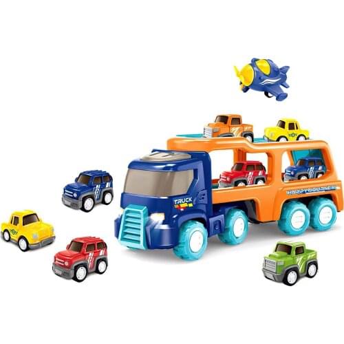 Kids Car Toy Transport Truck Toy Carrier Truck Assorted Vehicles Playset Big Transport Truck With 4 Cute Pull Back Trucks Modern