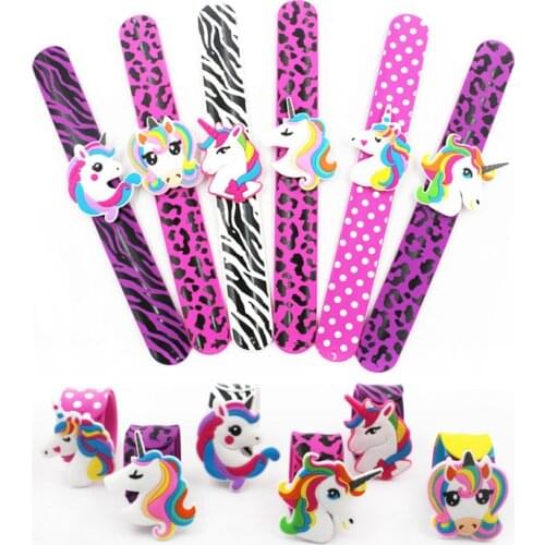 Colors Printing Children Unicorn Wristband Kids Boys Girls Flexible Wrap Slap Bracelet Animal Enfant Bangle Gift Favors