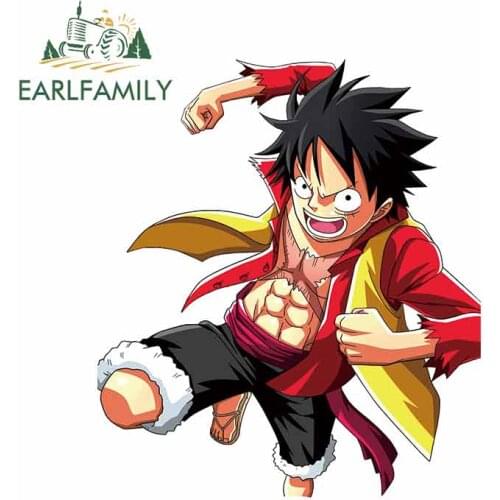 EARLFAMILY 13cm x 11.2cm for Monkey D Luffy Anime Personality Creative Car Sticker Fashion Bumper Decoration Vinyl Car Decal