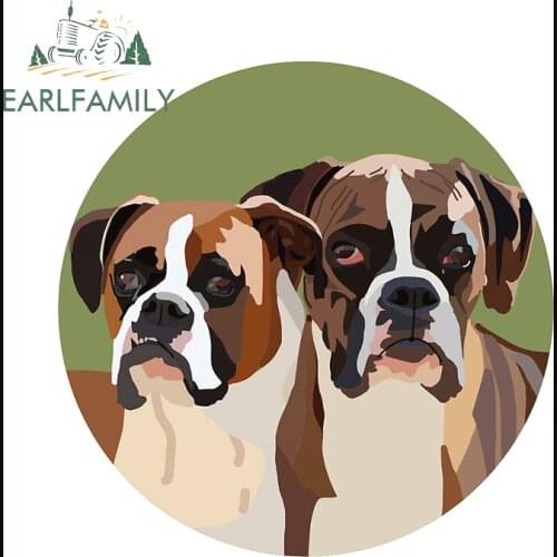 EARLFAMILY 13cm x 12.9cm For Boxer Dogs Vinyl Graphic Car Stickers Sunscreen Decal Funny Interesting Waterproof Decoration