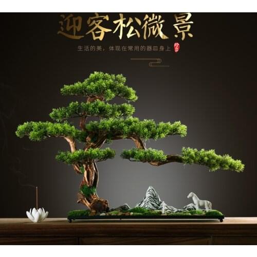New Chinese simulation visitor potted Landscape plants porch fake plants living room decoration Desktop furnishing articles