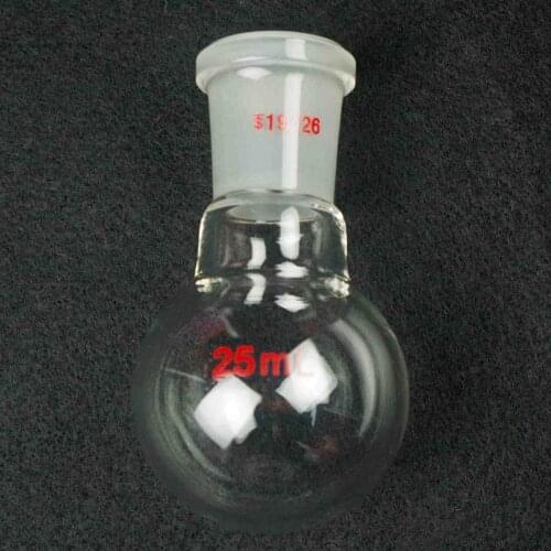 25ml 19/26 Quickfit Socket Joint Borosilicate Glass Flask Round Bottom Single Short Neck Lab