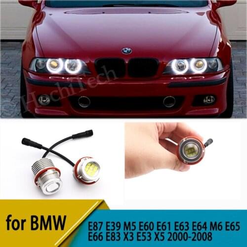 2pcs Bright Lamp 6000K 120W LED Angel Eyes Marker Lights Bulbs for BMW E87 E39 M5 E60 E61 E63 E64 M6 E65 E66 E83 X3 E53 X5 00-08
