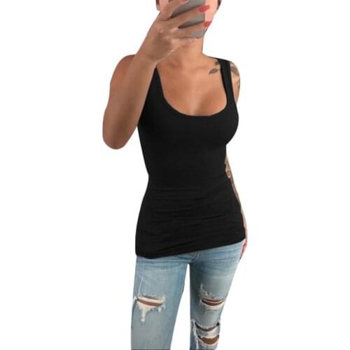 Summer Women Sexy Solid Color Low Cut High Elasticity Slim Fit Vest Tank Top new