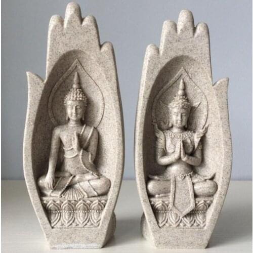Small Buddha Statue Monk Figurine Tathagata India Yoga Mandala Hands Sculptures Home Decoration Accessories Ornaments