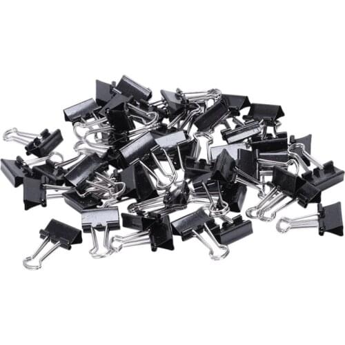 Metal spring Binders Clip for Paper document Office stationery paper clips 15mm 48pieces Black