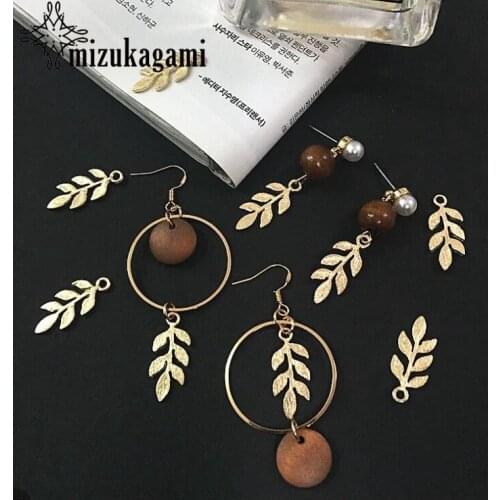 Golden Zinc Alloy Mini Cute Leaves 10pcs/lot For DIY Fashion Earrings Jewelry Making Finding Accessories