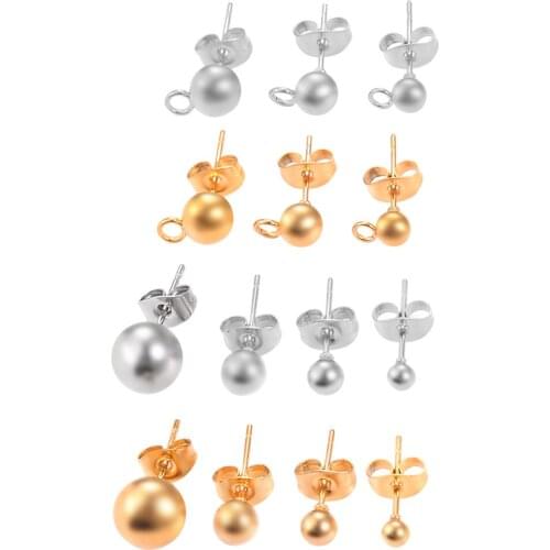 20Pcs/Lot Stainless Steel Fashion 3/4/5/8mm Ball Stud Earring For Earrings DIY Jewelry Making