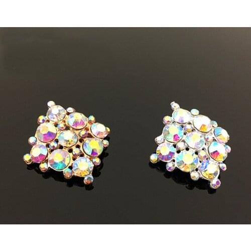 20 PCS 24mm*28mm Fashion Metal Alloy Crystal Rhinestone Flowers Connectors Charm Jewelry Accessories For Jewelry Making