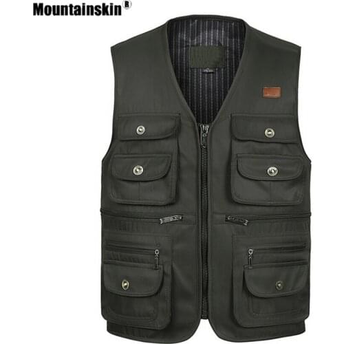 Mountainskin Autumn Mens Hiking Straight Vest Sleeveless Outdoor Breathable Photogra Waistcoats Camping Climbing Fishing VA794