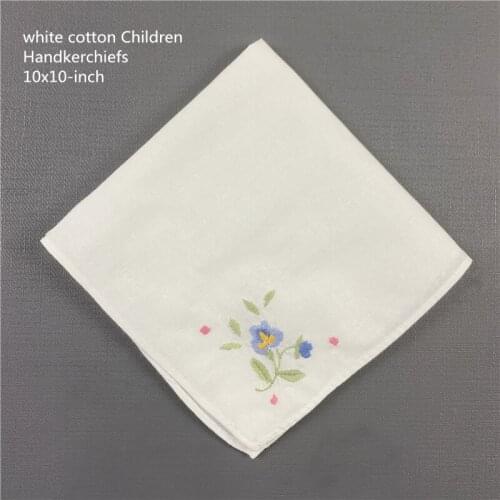 Set of 50 Fashion Childrens Handkerchief Baby Hankies Children' s Handkerchiefs Towel Cotton Color embroidery Floral 10x10-inch