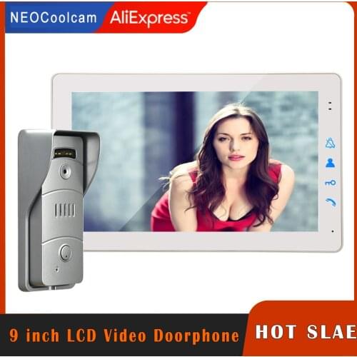NEOCoolcam Home 9 inch LCD Monitor Wired Video Door Phone Doorbell Intercom System IR Night Vision Aluminum alloy Call Camera