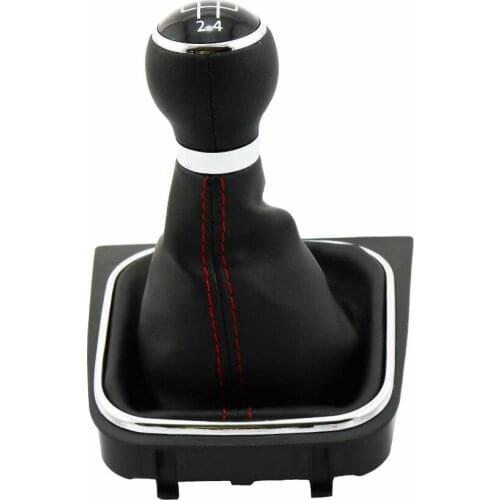 For VW Golf 6 VI MK6 Varaint 2009 2010 2011 2012 2013 New 5 Speed Car Stick Gear Shift Knob Leather Boot Red Line