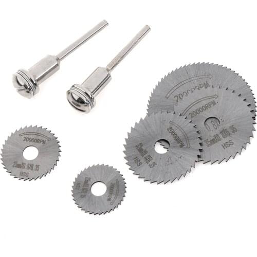 7pcs/Set HSS Circular Saw Blade For Drill Rotary Tool Cutting Wheel Discs 5pcs Cutting Blade+2pcs 3.2mm Rod Dropshipping