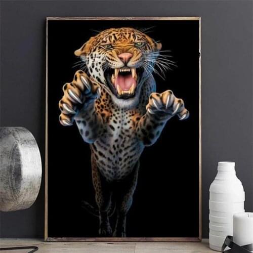 Jumping Angry Cheetah Poster And Prints Vivid Wild Animal Leopard Picture On Canvas Home Decor Wall Art Painting For Living Room