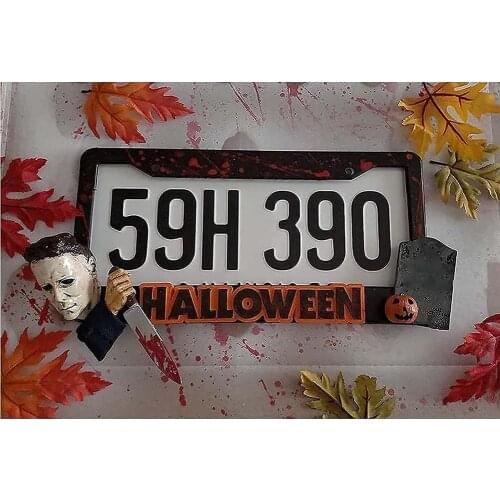 Halloween License Plate Frame Stylish Plate Number Protector Bloody Customized Personalized Holder A Great Gift For Horror Lover