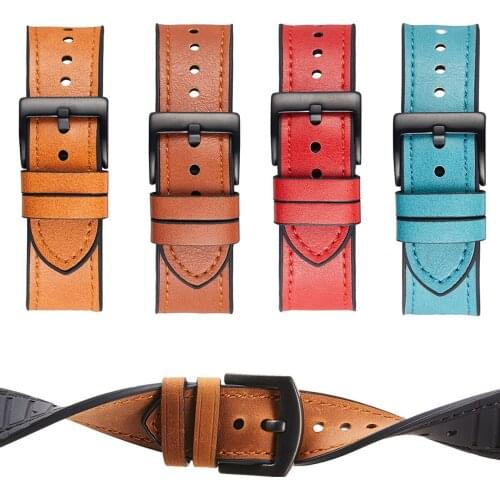 Genuine Leather Watchband 22 mm for Amazfit GTR 47mm 2 2e Huawei Watch GT GS Pro Honor Magic Gear S3 Huami Band Strap Bracelet