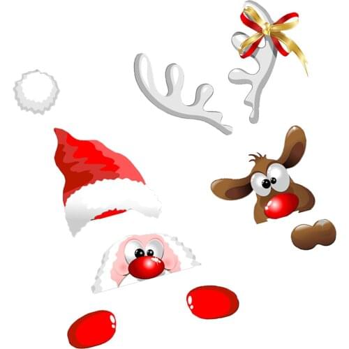 Christmas Decoration Stickers Santa Claus and Reindeer Sticker for Door Garage Wall Cupboard Windows Christmas Ornaments