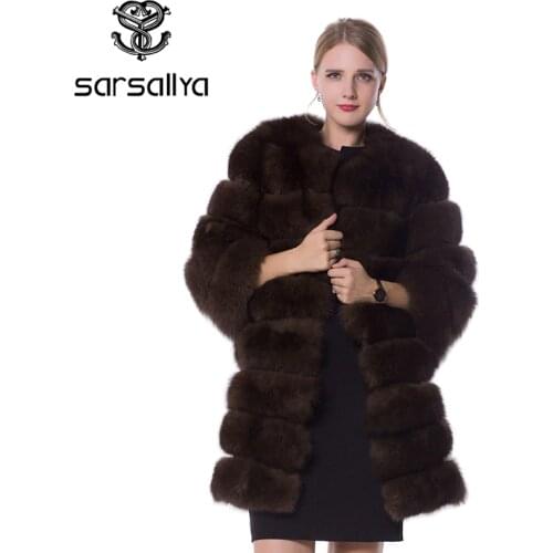 Women Fur Coat Winter Real Fox Fur Coat Ladies Detachable Sleeves Vest Blue Fox Female Jackets Coats Plus Size Clothes 2019 New