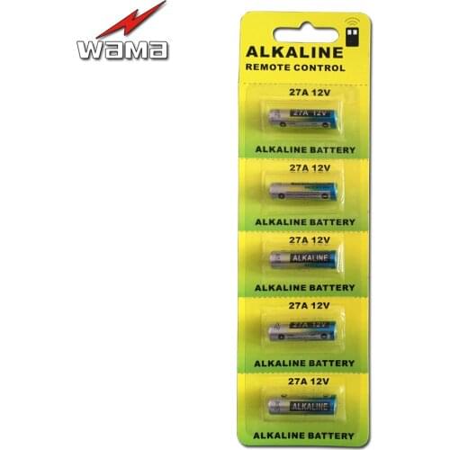 5x Wama 27A A27 12V Alarm-Remote Alkaline Battery Cells 27AE 27MN Primary Dry Batteries for Car Remote Watch Toys Calculators