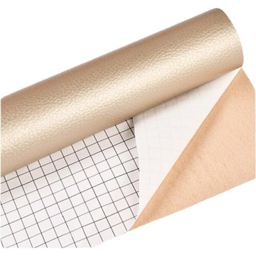 Width 54'' Self Adhesive Leather Fabric By The Yard For Car Upholstery Sofa Bedside Renovation Material