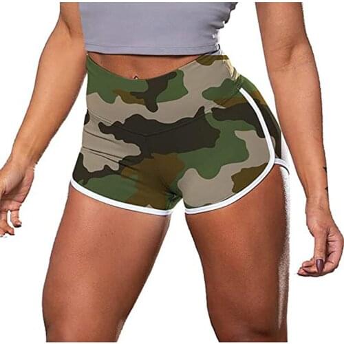 High Waist Yoga Shorts Women Sports Shorts Women Fitness Seamless Short Sportswear Fitness Camouflage Printed Yoga Shorts#J30