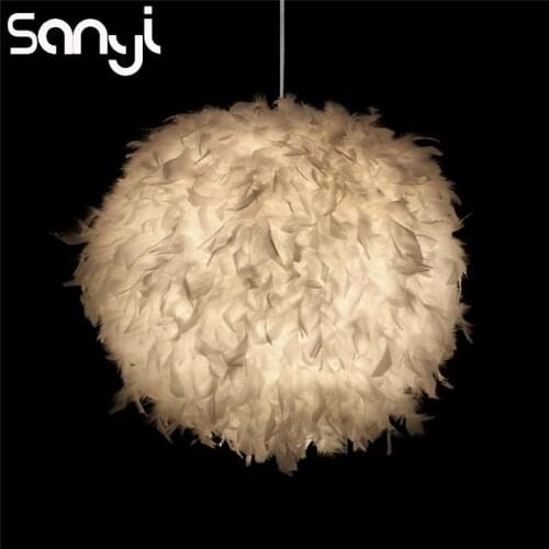SANYI Modern Pendant Ceiling Lamps Romantic Feather Chandelier Hanging Light Pending Lighting for Bedroom Drop Shipping