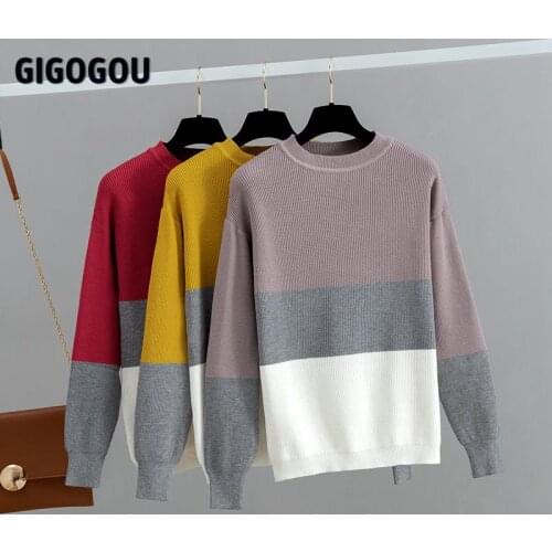 GIGOGOU Knit Basic Crewneck Women Sweater Autumn Winter Thick Pullover Top Soft Female Jumper Chic Jersey Mujer Pull Femme Hiver