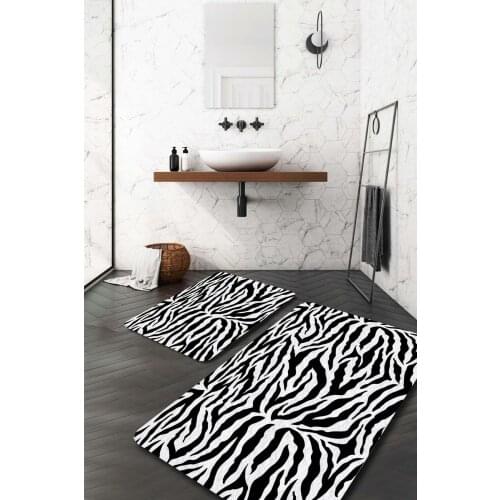 White Black Zebra Bathroom Mat