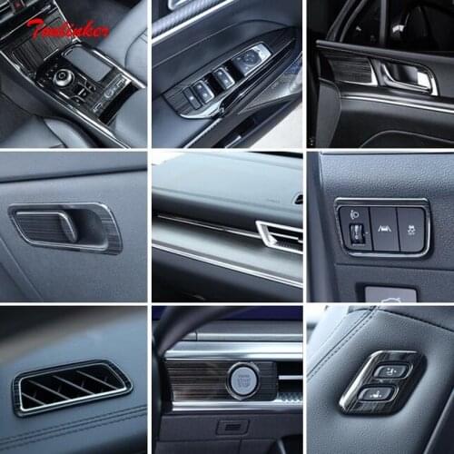 Tonlinker Interior Moulding Parts Panel Cover Sticker For KIA K5 OPTIMA 2020-21 Car Styling 1/4 PCS Stainless steel Black Brush