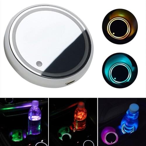 Universal LED charging Car Led Cup Holder Water Bottom Mat RGB Light Decor Cover Luminous Trim Lamp Car drink coaster anti-slip