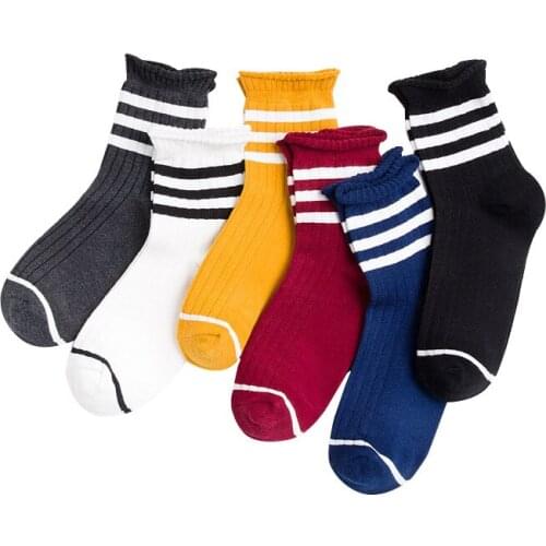 Japanese Vintage Cotton Socks Bright Candy Color Female Retro Wild Casual Ladies Sock College Stripes Girls Socks Spring Autumn
