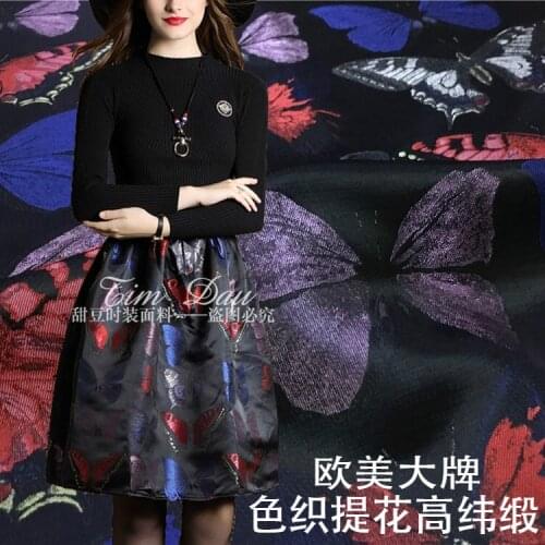 Butterfly jacquard brocade fabric crisp dress jacket DIY cotton fabrics wholesale high quality jacquard cloth