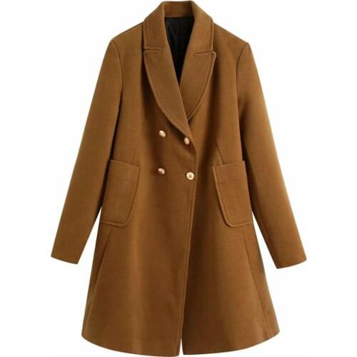 New Pop Autumn Winter Women Coat Double-Breasted Metal Buttons Casual Elegant Warm windbreaker Outerwear female Jacket