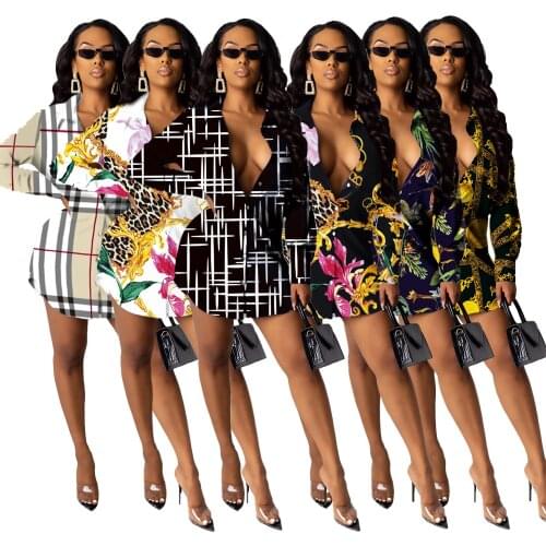 Womens Printed Shirt Dress Long Sleeve Multicolor Buttons Vestidos Womens Fashion Autumn Spring African Womens Robe New 2021