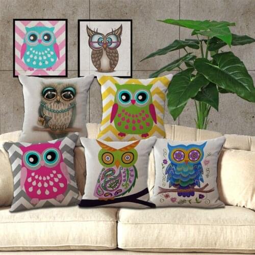 1 piece Cartoon Big Eye Owl Country Series Pattern Seat hug pillow cover Decorative Home Chair Throw Pillow Case 45*45cm A1004