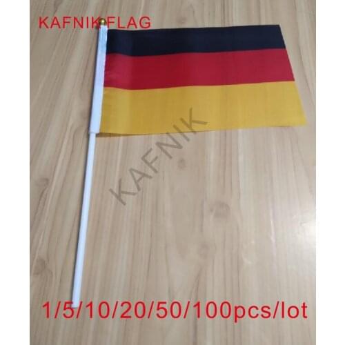KAFNIK ,10/20/50/100pcs Germany Hand Held Stick ClothFlags Safety Ball Top Hand National Flags 14*21CM