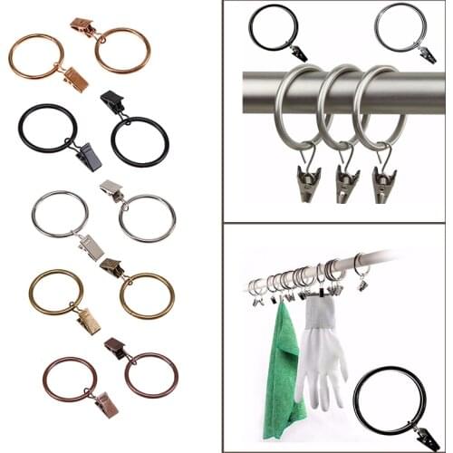 10PCS Metal Curtain Rings Clips 3.5mm Rustproof Drapery Curtain Rods Hangers Rings Vintage Clamps for Bathroom Window Supplies