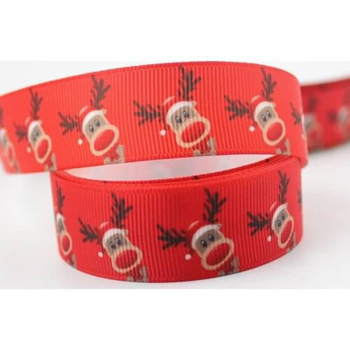 16mm/22mm/25mm/38mm/75mm deer print grosgrain ribbon 10/25/50yards DIY gift wrap sewing wedding decor ribbon