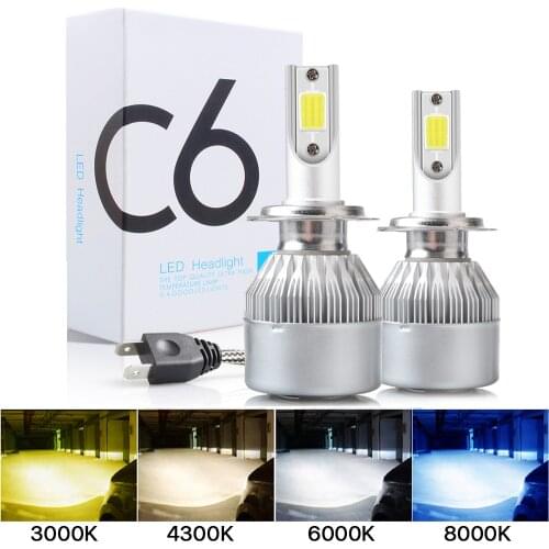 2PCS C6 led Car Headlight H7 LED H4 Bulb H8 H1 H3 H11 HB3 9005 HB4 9006 9007 Auto Lamps Fog Lights 3000K 6000K 8000K wholesale