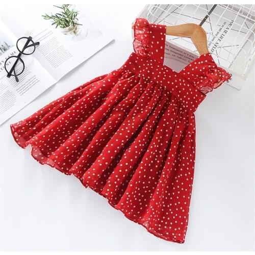 2020 Girls Dress Summer Girls Sleeveless Chiffon Polka Dot Dress Princess Dress Girl Children Clothing