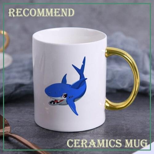 400ml Creative ceramic Mug blue shark Pattern friends mug Breakfast Coffe Cup Household Couple Water Cup Drinkware KTZW-040