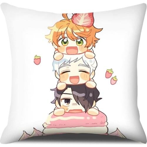 45*45cm Cover Peach Skin Anime Promised Neverland Yakusoku No Neverland Print Pillow Covers Cases Sofa Home Decor Throw