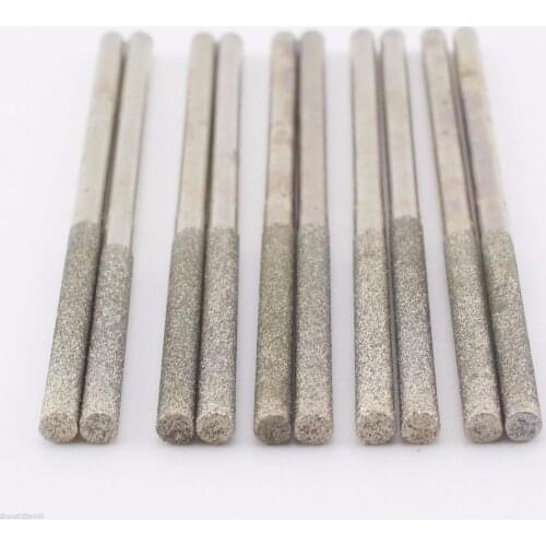 10Pcs 1/8" Diamond Cylindrical Grinding Mounted Points Rotary Tools Length 70mm ILOVETOOL