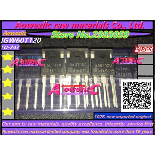 Aoweziic 5 PCS 100% new imported original IGW60T120 G60T120 TO-247 IGBT power transistor inverter using 60A 1200V