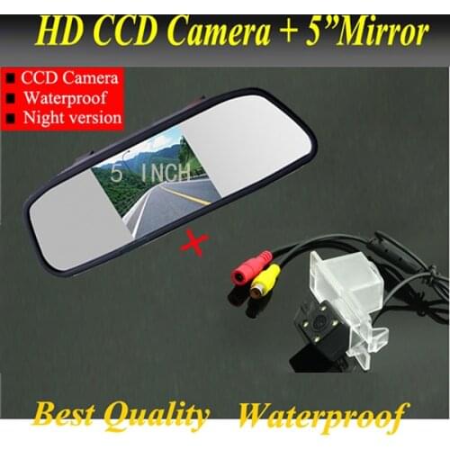 2 in 1 car parking system, CCD Car reversingcamera for Ssangyong Rexton, Kyron, new Actyon, Korando + 5'' Car Mirror monitor